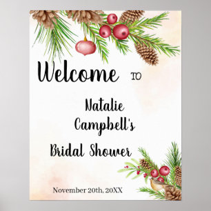 Poster Cartaz de Boas-Vindas de Natal para Chá de Noiva