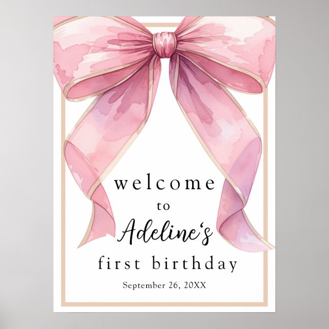 Poster Cartaz de boas-vindas do Arco Pink Coquette Birthd (Frente)