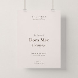 Poster Cartaz de Boas-Vindas do Batismo da Cruz Rosa Graç