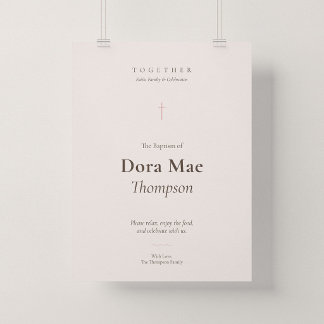 Poster Cartaz de Boas-Vindas do Batismo da Cruz Rosa Graç