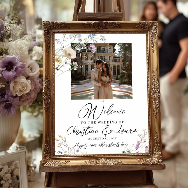 Poster Cartaz de boas-vindas do casamento fotográfico com (Criador carregado)