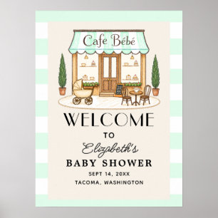 Poster Cartaz de Boas-Vindas do Chá de Bebê Café Francês