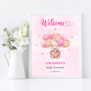 Poster Cartaz de Boas-Vindas do Chá de Bebê Urso de Pelúc