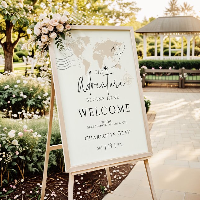 Poster Cartaz de boas-vindas do chá de fraldas do mapa do (Criador carregado)