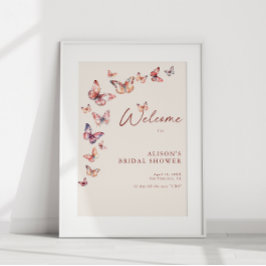 Poster Cartaz de Boas-Vindas do Chá de Noiva Borboleta Bo