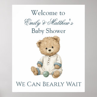 Poster Cartaz de Boas-Vindas do Chuveiro de Bebê Urso de