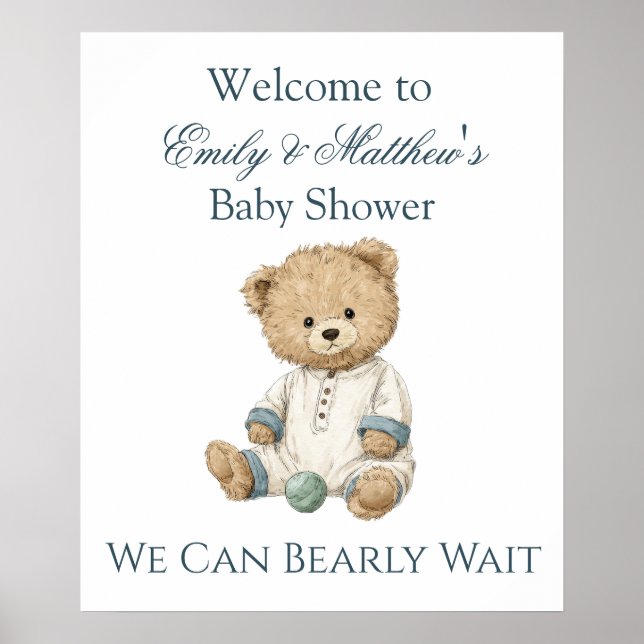 Poster Cartaz de Boas-Vindas do Chuveiro de Bebê Urso de  (Frente)