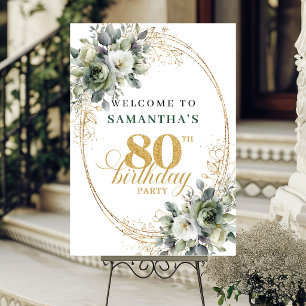 Poster Cartaz de Boas-Vindas Elegante de Aquarela com Fol