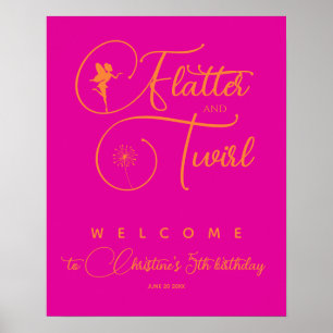 Poster Cartaz de Boas-Vindas Fada Minimalista Rosa Neon L