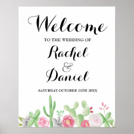 Poster Cartaz de Boas-Vindas Fiesta Casamento México Cact