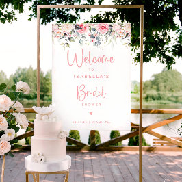 Poster Cartaz de Boas-Vindas Floral Blush | Aquarela