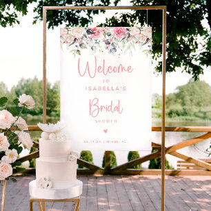 Poster Cartaz de Boas-Vindas Floral Blush   Aquarela