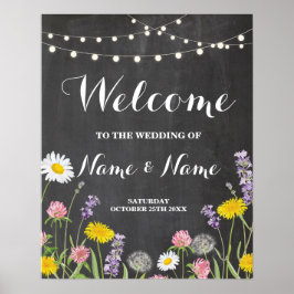 Poster Cartaz de Boas-Vindas Flores Silvestres Casamento 