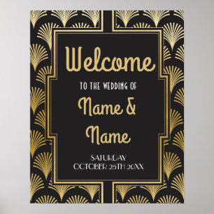 Poster Cartaz de Boas-Vindas Gatsby Art Déco Dourado Cart