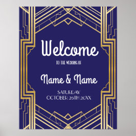 Poster Cartaz de Boas-Vindas Gatsby Art Déco Dourado Cart