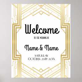 Pôster Cartaz de Boas-Vindas Gatsby Art Déco Dourado Cart