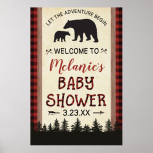 Poster Cartaz de Boas-Vindas para Chá de Bebê Lumberjack 