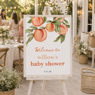 Poster Cartaz de Boas-Vindas para Chá de Bebê Sweet Peach