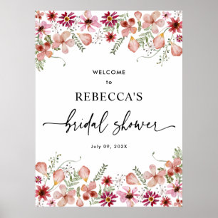 Poster Cartaz de Boas-Vindas para Chá de Noiva com Florai