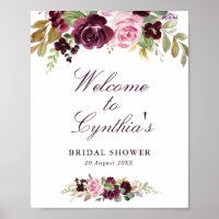 cartaz de boas-vindas para chá de noiva floral rox