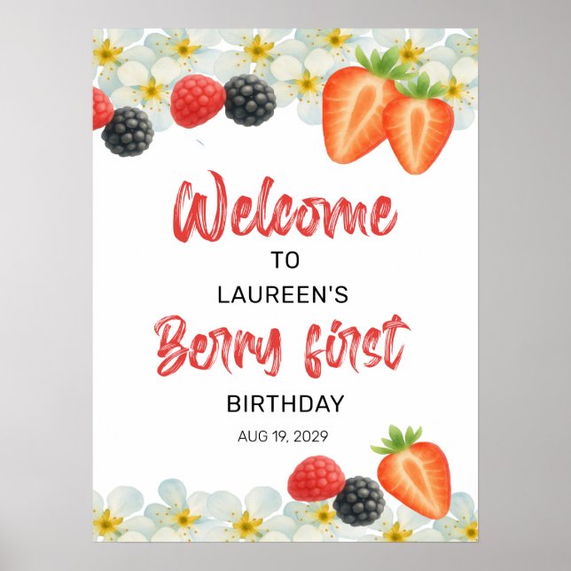 Poster Cartaz de Boas-Vindas para o Primeiro Aniversário  (Frente)