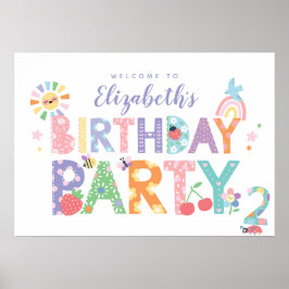 Poster Cartaz de Boas-Vindas Pastel Floral para Meninas d
