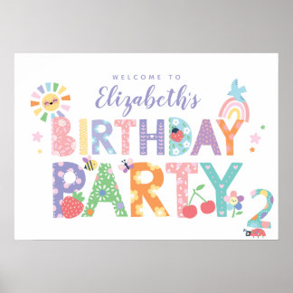 Poster Cartaz de Boas-Vindas Pastel Floral para Meninas d