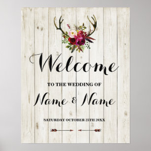 Poster Cartaz de Boas-Vindas Sinal de Galhada Casamento C