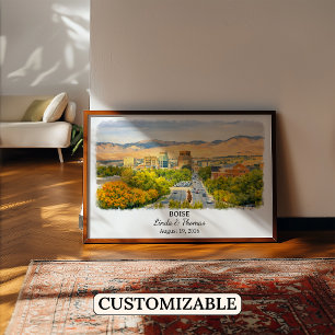 Poster Cartaz de Boise Idaho, Aquarela, Personalizado