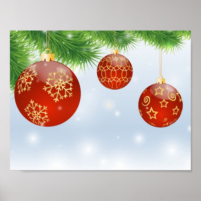 Poster cartaz de Bolas Vermelhas de Natal (Frente)