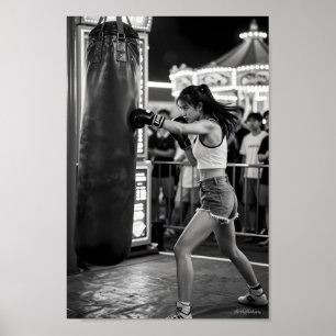 Poster Cartaz de Boxe Sem Medo sob Luzes de Feira