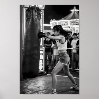 Poster Cartaz de Boxe Sem Medo sob Luzes de Feira