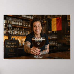 Poster Cartaz de Brinde de Taberna Belga pela Barmaid