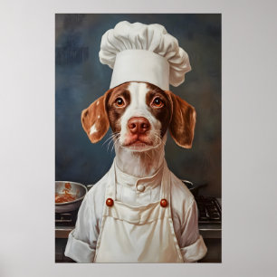 Poster Cartaz de Brittany Spaniel com Chapéu de Chef, Car
