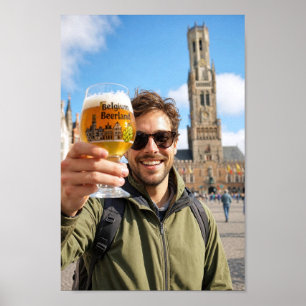Poster Cartaz de Bruges Beer Toast na Praça do Mercado