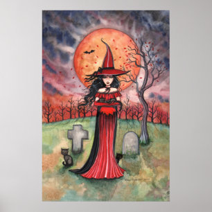 Poster Cartaz de Bruxa de Halloween Gótico por Molly Harr