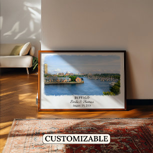 Poster Cartaz de Buffalo Nova York, Aquarela, Personaliza