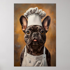 Poster Cartaz de Bulldog Francês com Chapéu de Chef, Cart
