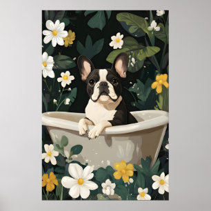 Poster Cartaz de Bulldog Francês na Banheira, Cachorro En