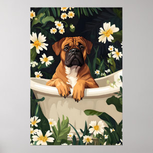 Poster Cartaz de Bullmastiff na Banheira, Cartaz Divertid