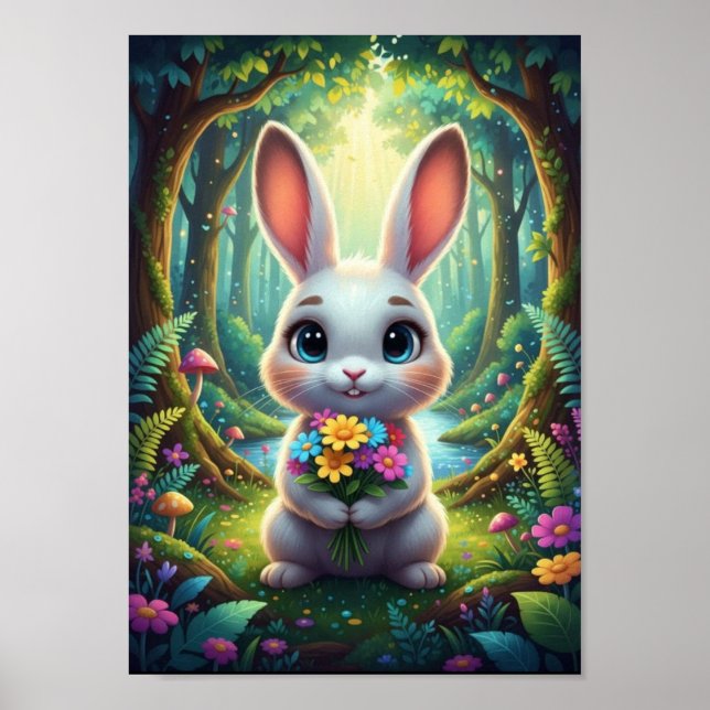 Poster Cartaz de Buquê de Primavera de Coelho Bunny Flore (Frente)