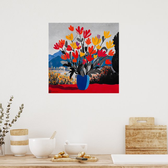 Poster Cartaz de Buquê Floral Ousado (Cozinha)