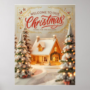 Poster Cartaz de Cabana de Natal Aconchegante