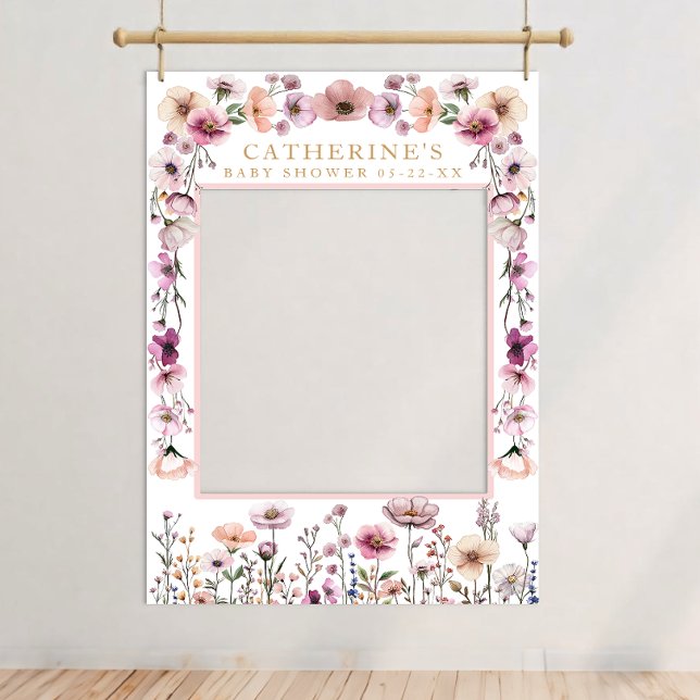 Poster Cartaz de cabine de fotos de flores silvestres cor ( Themed photo booth)