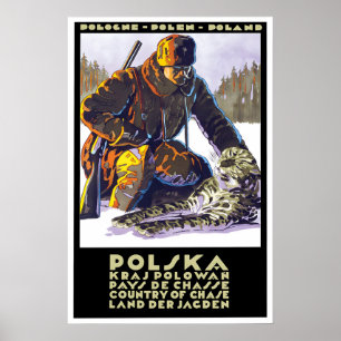 Poster Cartaz de Caça da Polônia País da caça Vintage
