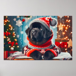 Poster Cartaz de Cachorro Newfie de Férias