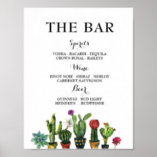Poster Cartaz de Cacto da Festa The Bar Engagement Shower