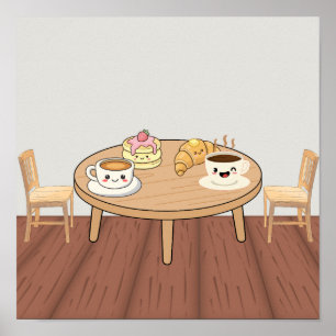 Poster Cartaz de Café de Pequeno-Almoço Aconchegante Ca