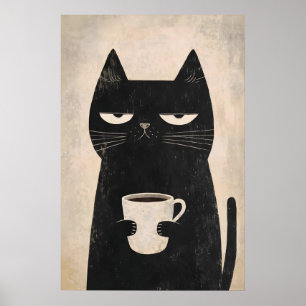 Poster Cartaz de Café do Gato Mal-humorado, Arte Preta Mi