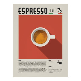Pôster Cartaz de Café em Xícara de Espresso
